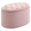 Rootz Living Sittpuffar>Rootz Bänk - Klädd bänk med förvaringsutrymme - Bröstbänk - Oval form - Hall - Sovrum - Vardagsrum - Sammetslen - Polyester - Rosa - 71 x 52 x 42 cm | Fyndiq