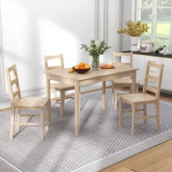 Rootz Living Matgrupper>Rootz 5-delad matbordsset - Matsalsmöbler - Matsalsset i furu - Utrymmesbesparande design - Högkvalitativa material - Golvskydd - Bord: 118L x 73W x 7 | Fyndiq