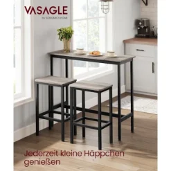 Rootz Living Matgrupper>Rootz 3-delade barbordsset - Pubbord - Counter Height Bord - Spånskiva och stål - Greige fläckigt bläck Svart - 100 cm x 40 cm x 90 cm - 40 cm x 30 cm | Fyndiq