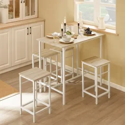 Rootz Living Matgrupper>Rootz 5-delade barbordsset - Bistrobord - Matsalsset - Robust metallstomme - MDF-fanerskiva - Mångsidig design - Perfekt för små utrymmen - Bord: 100c | Fyndiq