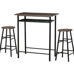 Rootz Living Matgrupper>Rootz 3-delade barbordsset - Matsalsset - Möbler i industriell stil - Utrymmesbesparande design - 80 cm x 50 cm x 90 cm bord, Ø30 cm x 60 cm pallar