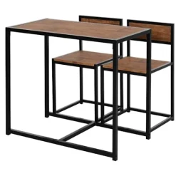 Rootz Living Matgrupper>Rootz 3-delat Barbordsset - Högt bordsset - 3 delar - 2 stolar - 1 bord - Brun + Svart - 90 cm x 47 cm x 76 cm