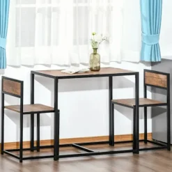 Rootz Living Matgrupper>Rootz 3-delat Barbordsset - Högt bordsset - 3 delar - 2 stolar - 1 bord - Brun + Svart - 90 cm x 47 cm x 76 cm