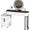 Rootz Living Sminkbord>Rootz Deluxe Makeup Vanity - Sminkbord - Beauty Station - Justerbar LED-belysning - Rymlig förvaring - Robust design - 100cm x 125cm x 40cm