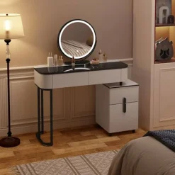 Rootz Living Sminkbord>Rootz Deluxe Makeup Vanity - Sminkbord - Beauty Station - Justerbar LED-belysning - Rymlig förvaring - Robust design - 100cm x 125cm x 40cm