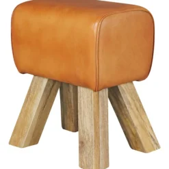 Rootz Living Pallar>Rootz Design sittpall brun 40 x 30 x 47 cm Klädselpall Läderpall - Fotpall Fotstöd