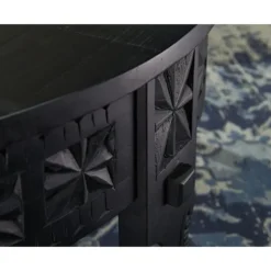 Rootz Living Soffbord>Rootz design soffbord 80x36x80 cm Mango massivträ soffbord runt svart - Vardagsbord trä Saloonbord massivt - Bord vardagsrum orientaliskt - Soffbord l | Fyndiq