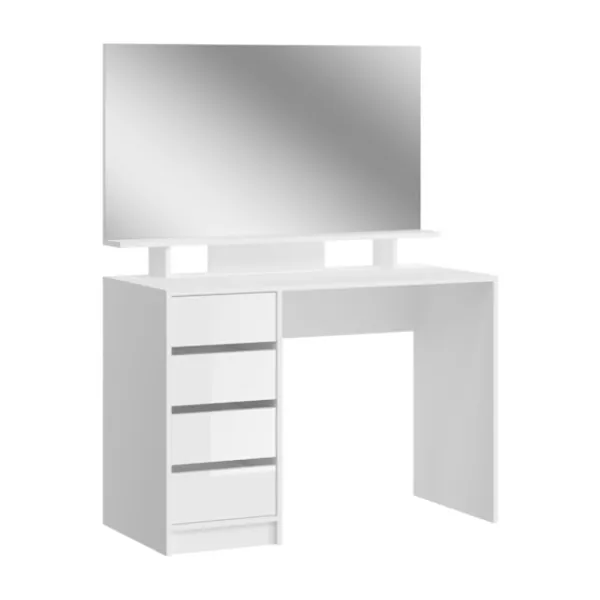 Rootz Living Sminkbord>Rootz emma toalettbord skrivbord - vitt toalettbord - kosmetiskt bord - lagringsutrymme - 110 cm x 75 cm x 48 cm