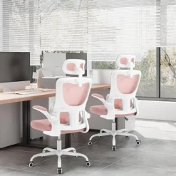 Rootz Living Kontorsmöbler>Rootz Ergonomic Office Chair - Mesh Swivel Chair - Datorstol - Svankstöd - Justerbart nackstöd - 62cm x 116-123,5cm x 69,5cm
