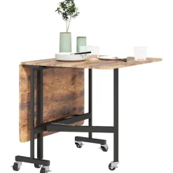 Rootz Living Matbord>Rootz folding matbord - Hollfällbart - utrymmebesparande - rymmer 6 personer - 120 cm x 80 cm x 73 cm - perfekt för små utrymmen - hjul & bromsar