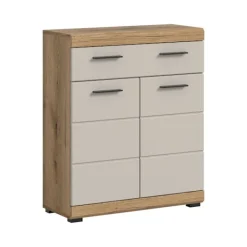 Rootz Living Byråer>Rootz Freestanding Cabinet - Lagringsenhet - Arrangör - gott om lagring - 74x88x31cm - Evoak Oak & Cashmere Imitation MDF Front