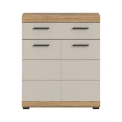 Rootz Living Byråer>Rootz Freestanding Cabinet - Lagringsenhet - Arrangör - gott om lagring - 74x88x31cm - Evoak Oak & Cashmere Imitation MDF Front