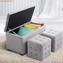 Rootz Living Sittpuffar>Rootz förvaringspallset - Bänk med förvaringsutrymme - 2 X pall