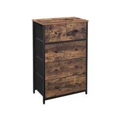 Rootz Living Byråer>Rootz Förvaringsskåp - Byrå - Byrå med tyglådor - Förvaringsskåp i trä - Stilrent Förvaringsskåp - Vintage Brun/Svart - 56 x 30 x 89,3 cm