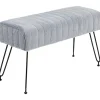 Rootz Living Pallar>Rootz fuskpäls vadderad bänk - stoppad sits - entré hall bänk - grå - eukalyptus trä - metall ben - 82 cm x 30 cm x 47 cm