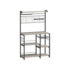 Rootz Living Köksö>Rootz Greige Svart Köksförvaringsställ - Spånskiva stål Organizer - Skafferi Hylla - Heavy Duty - 42cm x 90cm x 167,3cm