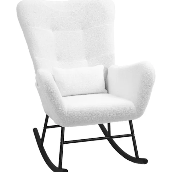 Rootz Living Fåtöljer>Rootz gungstol - fluffig stol - gliderstol - lyxig komfort - 67 cm x 95 cm x 100 cm - vit