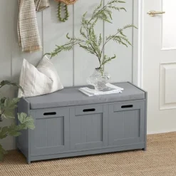Rootz Living Sideboards>Rootz hallbänk med skoförvaring - Skoskåp - Entréorganisator - Bekväm vadderad sits - Avtagbar kudde - MDF-konstruktion - 90 cm x 45 cm x 35 cm