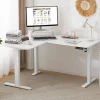 Rootz Living Kontorsmöbler>Rootz höjdjusterbart hörnskrivbord - Stå-Sitt-bord - Elektriskt stående skrivbord - L-formad bänkskiva - Tyst och stabilt - 140/120 cm x 60 cm - E1 Tr | Fyndiq