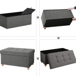 Rootz Living Kistor & Koffertar>Rootz Hocker - Puff - Förvaringsutrymme - Mörkgrå - 76 x 38 x 40 cm