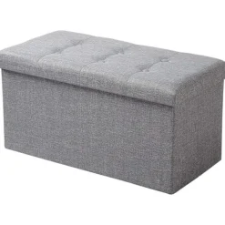 Rootz Living Kistor & Koffertar>Rootz hopfällbar förvaringspall med lock - Linne Ottoman - Stor kapacitet - Utrymmesbesparande - Bekväm sits - 76 cm x 38 cm x 37,5 cm