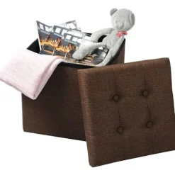 Rootz Living Sittpuffar>Rootz hopfällbar förvaringspall - Osmansk bänk - Kompakt pall - MDF E1-struktur - Andningsbart linne - 37,5 cm x 38 cm x 37,5 cm