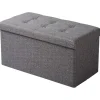 Rootz Living Kistor & Koffertar>Rootz hopfällbar förvaringslåda Ottoman - Linnepall - Fotpall - Stor kapacitet - 76cm x 38cm x 37,5cm - Mörkgrå Ljusgrå Krämvit