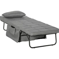 Rootz Living Soffor>Rootz hopfällbar säng - 4-i-1 Fåtölj - Ottomansk solstol - Grå -
