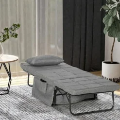 Rootz Living Soffor>Rootz hopfällbar säng - 4-i-1 Fåtölj - Ottomansk solstol - Grå -