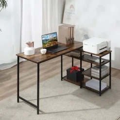 Rootz Living Kontorsmöbler>Rootz Hörn Skrivbord - Dator Skrivbord - Study Skrivbord - Skrivbord - Svart - Brun - 135 cm x 90 cm x 79 cm