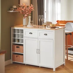 Rootz Living Köksö>Rootz Kitchen Island - Barbord - Beverage Station - Förvaringsskåp - Rubberwood Top - 120cm x 90cm x 56cm