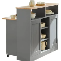 Rootz Living Köksö>Rootz Kitchen Island - Skänk med 2 skjutdörrar och vikbar bänksk