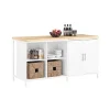 Rootz Living Köksö>Rootz Kitchen Island Förvaringsskåp - Matsalsbuffé - Displayställ - MDF - Metallram - Bordsskiva av gummi - 170cm x 89cm x 60cm