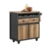 Rootz Living Köksö>Rootz Kitchen Trolley Cart - Förvaringsvagn - Kitchen Island - MDF och metall - Handduks- och flaskställ - 89cm x 87cm x 40cm