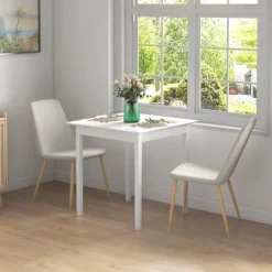 Rootz Living Matbord>Rootz Köksbord - Matbord - Fyrkantigt bord - Modern design - Massiv furu - 75cm x 75cm x 76cm - Vit