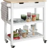 Rootz Living Köksö>Rootz Köksförvaringsvagn Serveringsvagn Kökshylla med topp av gummi 2 lådor 2 hyllor