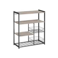 Rootz Living Köksö>Rootz Kökshylla - Organiseringsställ - Förvaringsenhet - Spånskiva stål - Greige Svart - 35cm x 80cm x 95cm - 20kg Kapacitet