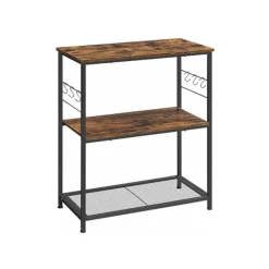 Rootz Living Köksö>Rootz Kökshylla i industriell stil med krokar - Vintage Brun-Svart - Spånskiva och stål - 80cm x 40cm x 90cm - Heavy-Duty Design