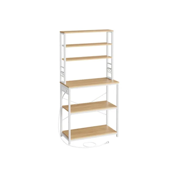 Rootz Living Köksö>Rootz kökshylla med uttag - Golden Oak Cloud White - Spånskiva stål - 40 cm x 80 cm x 167 cm - Modern förvaringsenhet - 21,2 kg