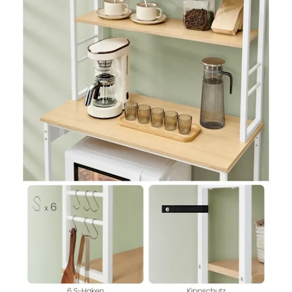 Rootz Living Köksö>Rootz kökshylla med uttag - Golden Oak Cloud White - Spånskiva stål - 40 cm x 80 cm x 167 cm - Modern förvaringsenhet - 21,2 kg