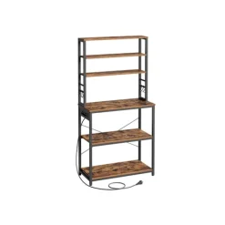 Rootz Living Köksö>Rootz Kökshylla Vintage Brun & Svart - Förvaringsenhet - Skåp - Spånskiva & Stål - 40cm x 80cm x 167cm - S Krokar - Lätt att montera