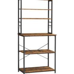 Rootz Living Köksö>Rootz Köksskåp - Köksställ - 6 krokar - Metall - Industriell - Brun - Svart - 80 x 40 x 167 cm