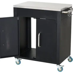 Rootz Living Köksö>Rootz Köksvagn - Köksvagn - Serveringsvagn - Köksskåp - Rostfritt stål - Svart - Dörrar - På hjul