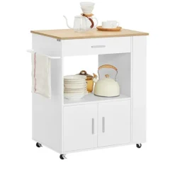 Rootz Living Köksö>Rootz köksvagn - Skänk - Serveringsvagn - Mobil köksö - Mångsidig förvaring med låda, hyllor och handdukshållare - Lätt rörlighet med låsbara hjul - V | Fyndiq