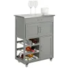 Rootz Living Köksö>Rootz Köksvagn Serveringsvagn - Köksskåp - Mobil förvaringsenhet - MDF och rostfritt stål - Med flaskhyllor, låda och låsbara hjul - 67cm x 87cm x 38c | Fyndiq