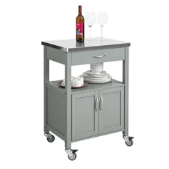 Rootz Living Köksö>Rootz Köksvagn Vagn Förvaringsvagn Serveringsvagn Köksskåp med bänkskiva i rostfritt stål