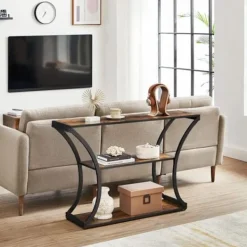 Rootz Living Sideboards>Rootz Konsolbord - Skänk - Sidobord - Industriellt - Brun - Svart - Bearbetat trä - Metall - 120 x 30 x 80 cm