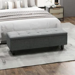 Rootz Living Kistor & Koffertar>Rootz Linen Look Storage Bench - Lagring Seat Chest - Tufted Storage Bench - Hidden Storage - 138 cm x 40 cm x 45 cm