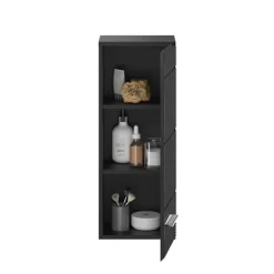 Rootz Living Skåp>Rootz Linus Badrumskåp Black High Gloss - Väggmonterad badrumsförvaring - Slank design - 30 cm x 77 cm x 23 cm