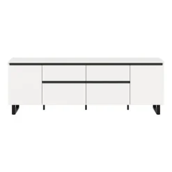 Rootz Living Sideboards>Rootz Lowboard - Media Cabinet - Lagringsenhet - gott om lagring - 188x65x36cm - vit - svart kontrast